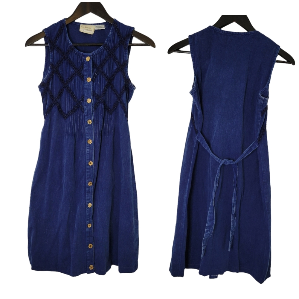 Traditions petite women's 90's button front denim dress